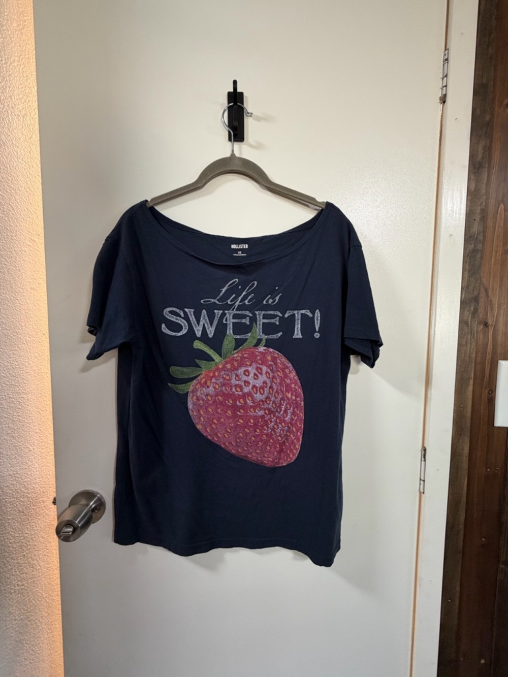 Hollister Navy 'Life is Sweet' Strawberry Tee